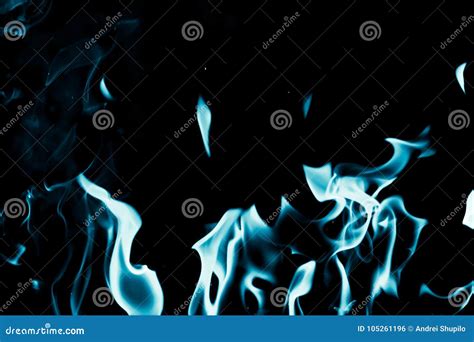 Abstract Background Of Blue Flame Fire On Black Background Stock Photo