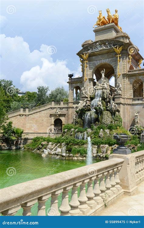 Water Fountain By Antoni Gaudi In Park Guell Barcelona Spain Stock