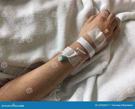 Iv Needle On A Patient Right Hand Stock Image Image Of Line Illness