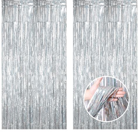 Silver Metallic Tinsel Foil Fringe Curtains 3 3ft X 6 6ft Silver Photo