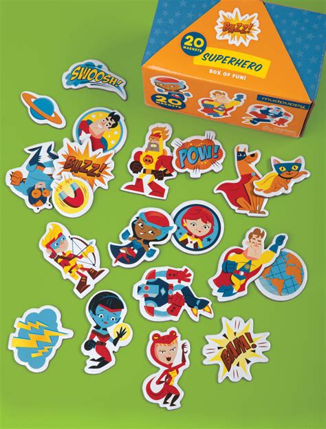 Super hero magnets are great for imaginative play and decoration.