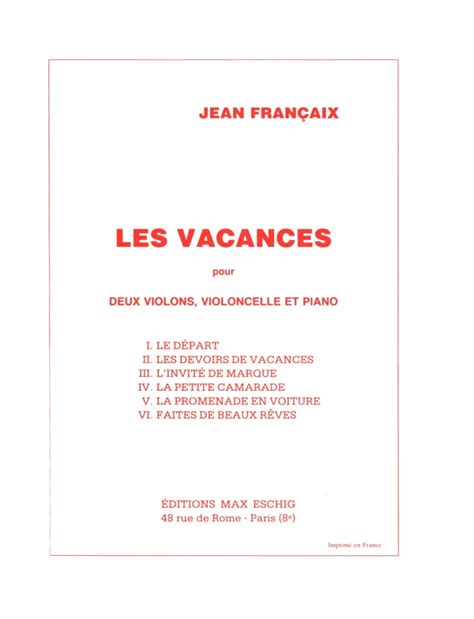 Les Vacances 2 Violons Violoncelle Piano Complet In De Stretta