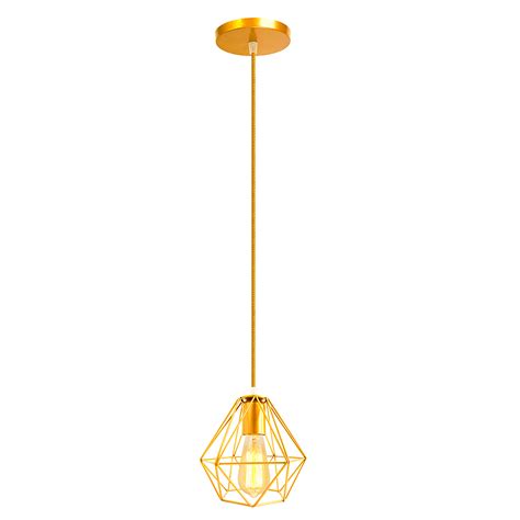 Lustre Luminária Pendente Diamante Retro Dourado 2M FL MadeiraMadeira