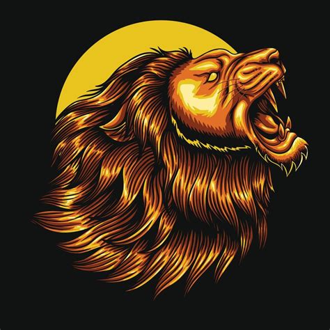 Gold Angry Lion Roaring Vector Illustration 12625912 Vector Art At Vecteezy