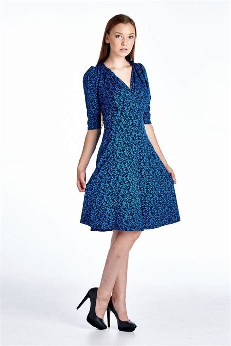 Women S 3 4 Three Quarter Sleeve V Neck Midi Dress With Abstract