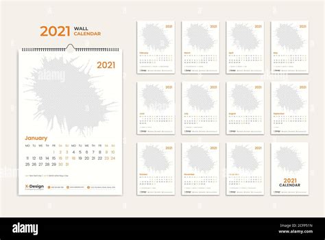 Wall Calendar 2021 Template Calendar 2021 Stock Vector Image And Art Alamy