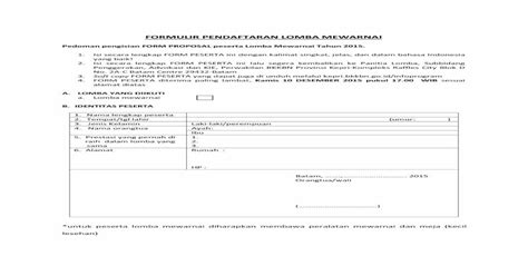 Formulir Pendaftaran Lomba Mewarnai Bkkbn 2015 Pdf Document