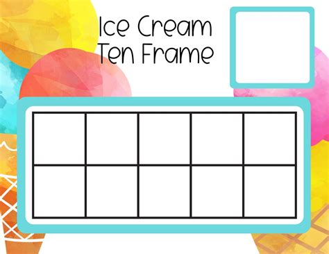 Ice Cream Ten Frame Numbers 1 10 Count And Match Montessori Etsy