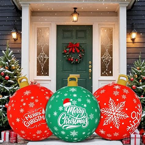 Amazon Flasoo 3 Pack Giant Christmas Ornaments 24 Inch Inflatable