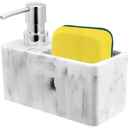 Amazon Zccz Soap Dispenser With Sponge Holder Marble Look Liquid