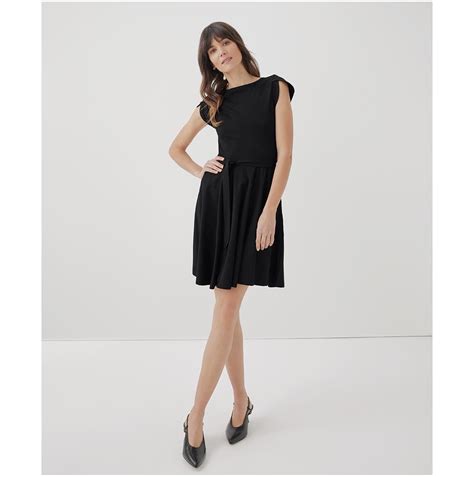 Pact Organic Cotton Fit Flare Petal Sleeve Dress In Black Lyst