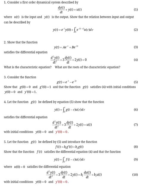 Solved Consider A First Order Dynamical System Described Chegg