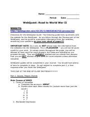 Road To World War 2 WebQuest Pdf Name Period Date WebQuest Road