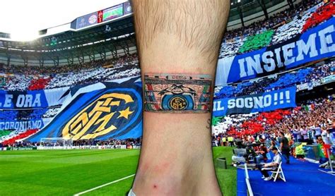 Inter Milan Tattoo Located On The Shin Micro Realistic