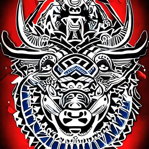 Polynesian Filipino Tribal Water Buffalo Tattoo Stencil Pattern