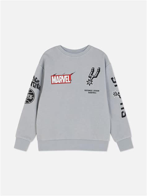 Sweat Shirt Nba San Antonio Spurs Et Marvel Black Panther Gris