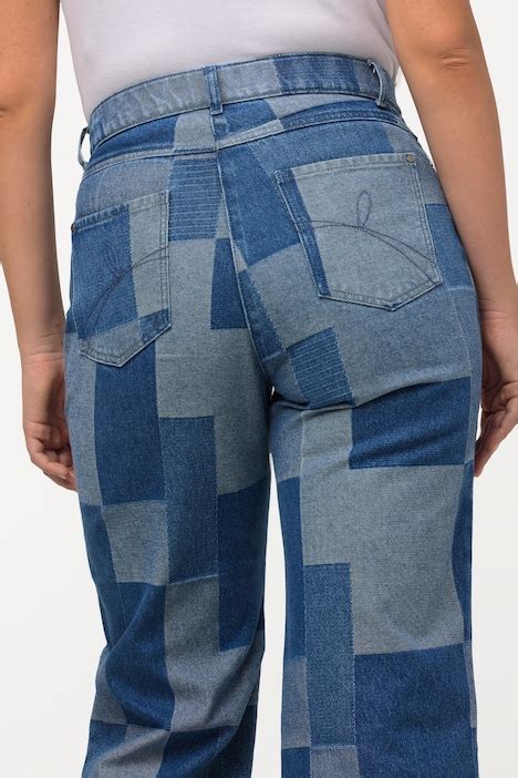 Patchwork Denim Culottes Blue Denim Ulla Popken