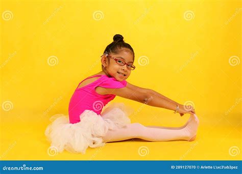 Year Old Latina Brunette Girl Dressed As A Ballerina Practices Sport As Therapy And Adhd