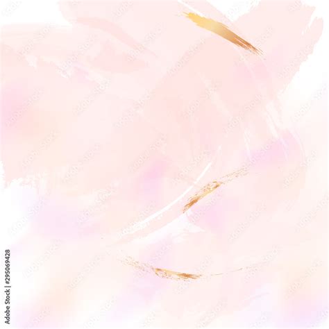 Vector Nude Rose Brush Strokes With Golden Sparkles Pattern Luxury Outline Decoration Pastel