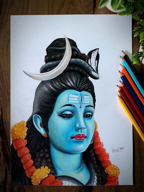 Beautiful Painting of Mahadev | Color Pencil Art by Sunil Kumar | Exotic India Art