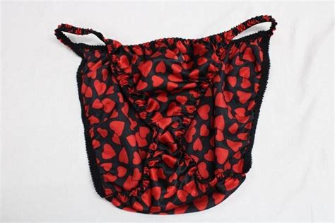 Vintage Avon Satin String Bikini Panties Red Hearts On Black S To M B Etsy