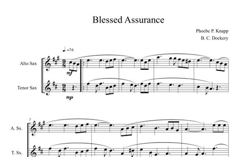 Blessed Assurance Alto And Tenor Sax Duet Arr B C Dockery Sheet