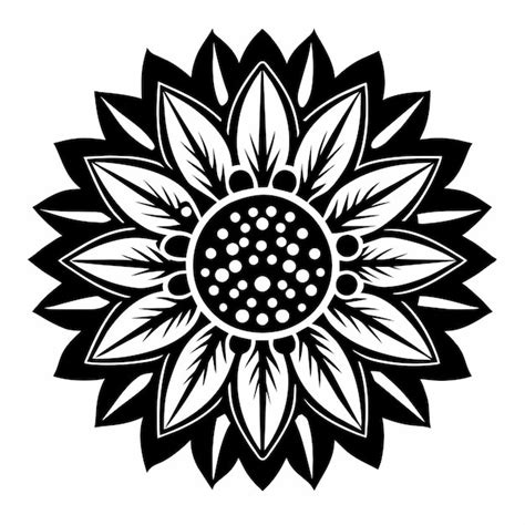 Premium Vector Sunflower Mandala Style Hand Drawn Cartoon Sticker