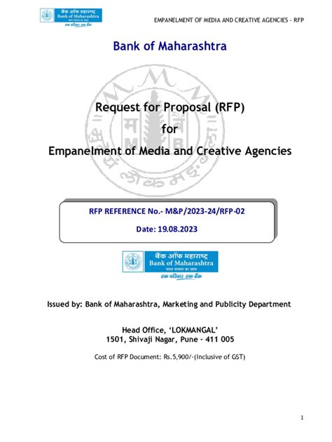 Fillable Online Request For Proposal RFP For Empanelment Of Media Fax