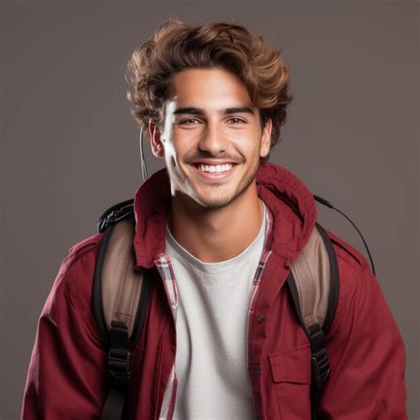 Premium Photo Portrait Of A Smiling Young Man With Brown Hair And