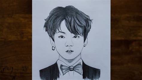 How to draw BTS Jungkook 전정국 easily Pencil Sketch of Jeon