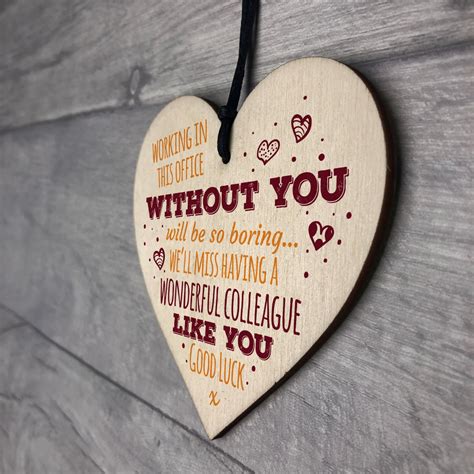 Wonderful Colleague Wooden Heart Plaque Friendship Sign Bye T