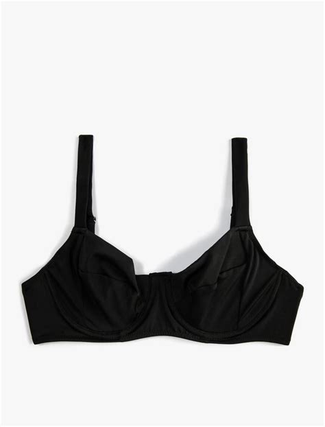 Siyah Kadın Bikini Üstü Balenli Basic SAK BM Koton