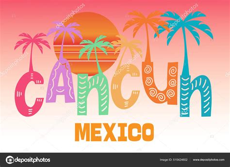 Cancún México Vector Ilustración Sobre Fondo Blanco Ilustración de