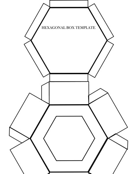 Hexagonal Box Template Hexagon A4 Card Print Colour Shapes 3D Etsy