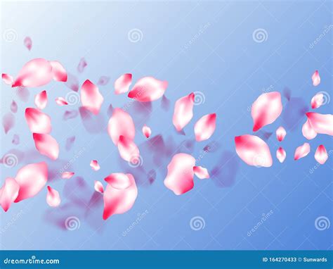 Pink Cherry Blossom Petals Stock Vector Illustration Of Blowing