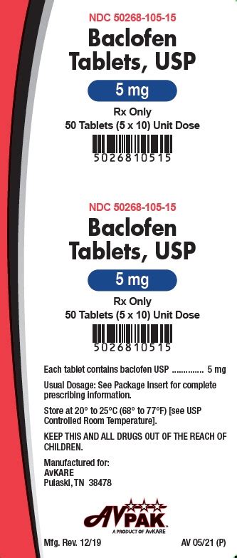 Baclofen Tablets Usp Rx Only