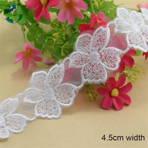 4 5cm Wide White Lace Embroid Lace Sewing Ribbon Fabric Guipure Diy