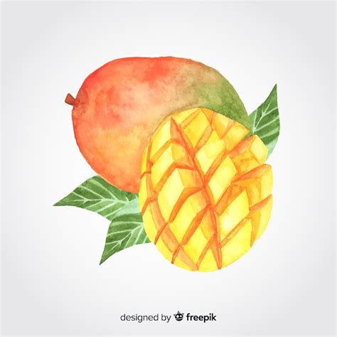 Hand Drawn Watercolor Mango Background Free Vector