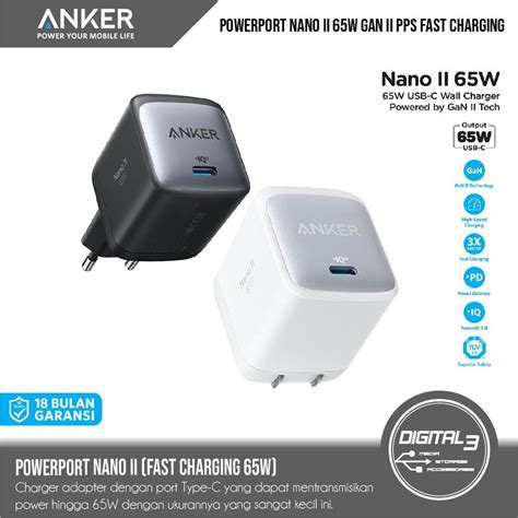 Jual Anker Powerport Nano II 65W USB C Charger GaN 2 Adapter Mini A2663