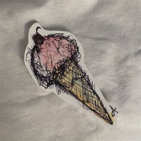 Ice Cream Watercolour Sticker Handmadesask