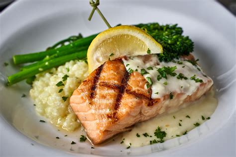 Grilled Scottish Salmon* - Dinner - High Tide Seafood Bar & Grill ...