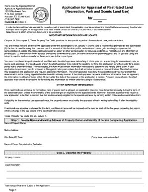 Fillable Online Hcad Agriculture Appraisal Section Fax Email Print