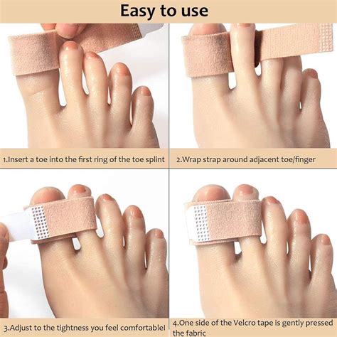 6Pcs Toe Straightener Splints & Cushioned Bandages - Correct Hammer ...