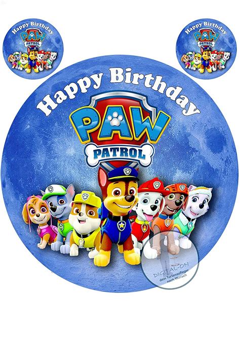 F R Den Geburtstag Ein Tortenbild Zuckerbild Mit Dem Motiv Paw Patrol