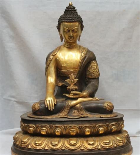 JP S0524 Tibet Temple Bronze Gilt 8 Auspicious Symbol Shakyamuni