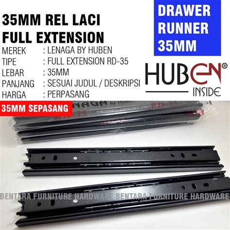 Jual 1 Pasang 40 Cm Lenaga Huben Rd 35 400mm Rel Laci Hitam Ball