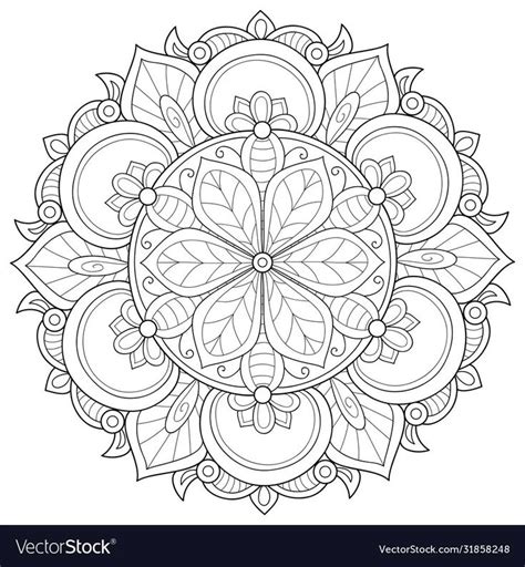 Circular Floral Mandala Drawing