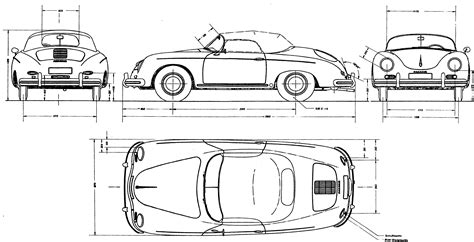 Porsche 356 Speedster: Abmessungen Porsche 356 Speedster - Höhen ...