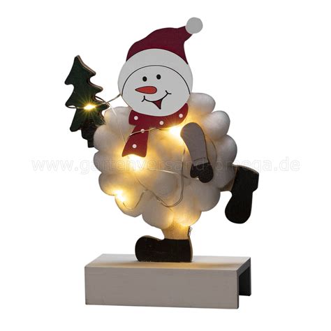 Led Holzdekoration Schneemann Mit Baumwolle Beleuchtete Holzfigur