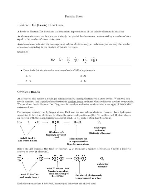 Electron Dot Lewis Structure Practice Sheet Printable Templates Free